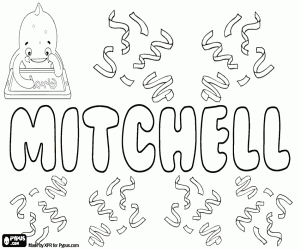 Mitchell, name for boy coloring page