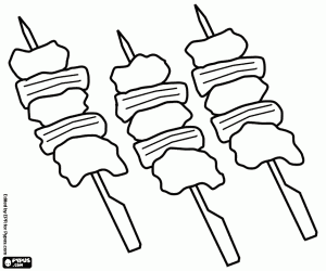 Mixed skewers for barbecue coloring page