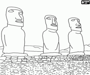 Moais of Rapa Nui coloring page