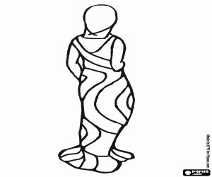 The model with a party dress coloring page