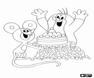 The mole and the birthday cake coloring page