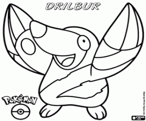 The mole Pokemon, Drilbur coloring page