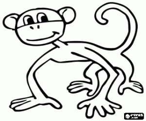 A monkey with eyes wide open coloring page