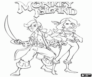 Monkey Island, a video game coloring page