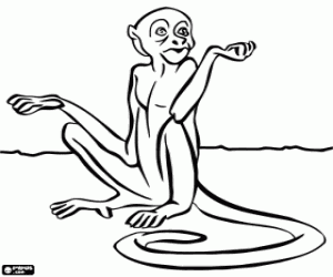 Monkey sitting on the floor coloring page