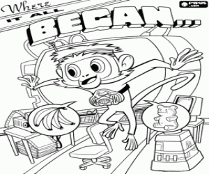 The monkey Steve in the lab coloring page