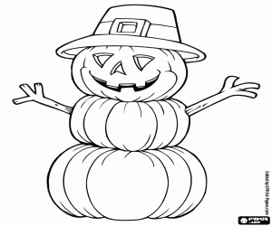 Monster of Halloween pumpkins coloring page