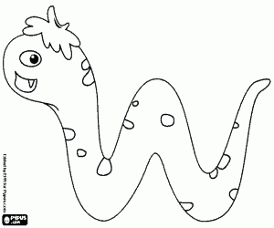 The monster of the letter W coloring page