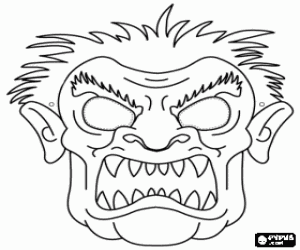 Monster mask for Mardi Gras, Carnival coloring page