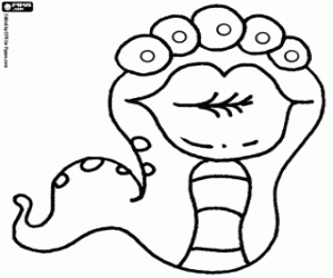 Monster snake of five eyes coloring page