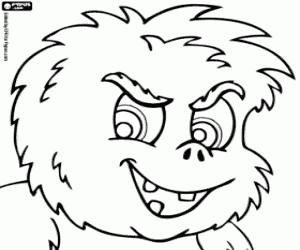 The monstrous head of the Yeti coloring page
