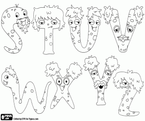 Monstrous letters from S to Z coloring page