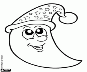 Moon with nightcap coloring page