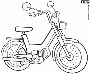 Moped, a motorized vehicle coloring page