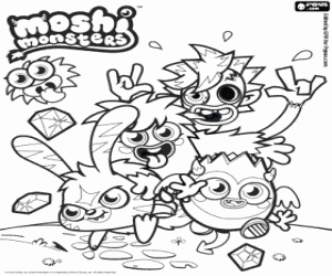 Moshi Monsters in action coloring page