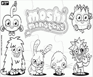 Moshi Monsters puzzle coloring page