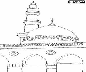 A mosque, a temple of islam coloring page
