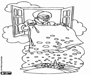 Mother Hulda, German fable character coloring page