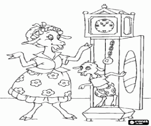 The mother and the youngest goat coloring page