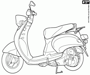 A motor scooter parked coloring page
