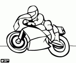 Motorcycle racing with pilot coloring page