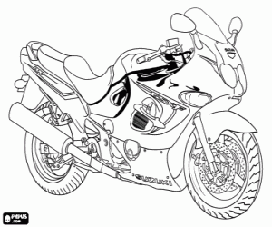 Motorcycle, sportbike or motorbike Suzuki coloring page