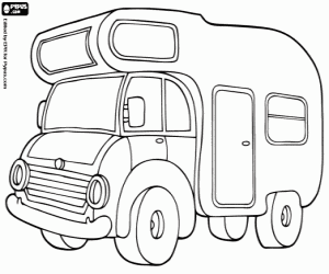 A motorhome, a campervan coloring page
