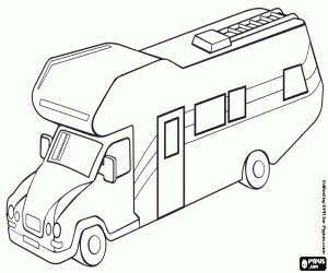 A motorhome on road coloring page