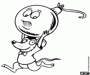 A mouse and Christmas ball coloring page