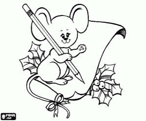 The mouse and the list of gifts coloring page