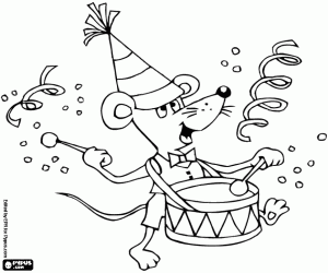 The mouse and the new year's party coloring page