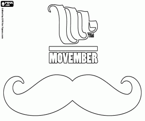 Movember, logo and a mustache coloring page