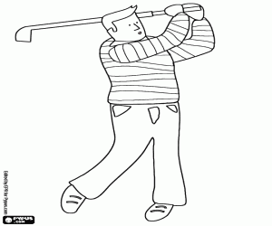The movement of the golfer coloring page