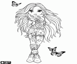 A Moxie Girlz and butterflies coloring page