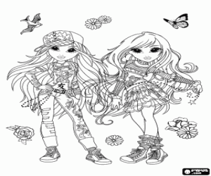 Moxie Girlz with daring dresses coloring page