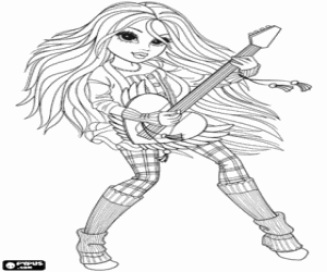 A Moxie Girlz playing the guitar coloring page