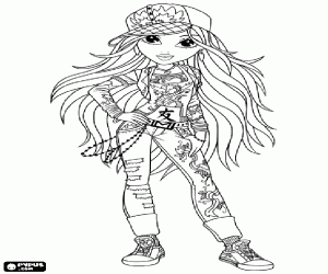 Moxie Girlz with stylish cap coloring page