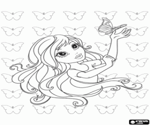 Moxie Girlz with butterflies coloring page