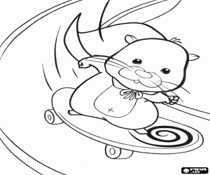 Mr. Squiggles on a skateboard coloring page