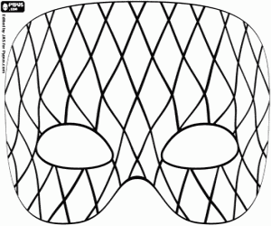 Multicolored mask for harlequin coloring page