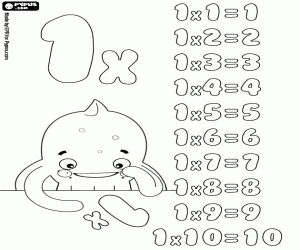 The multiplication table of 1 coloring page