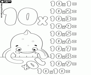 Multiplication table x 10 to resolve coloring page