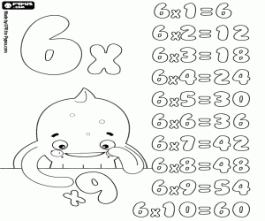 Multiplication table x 6 coloring page