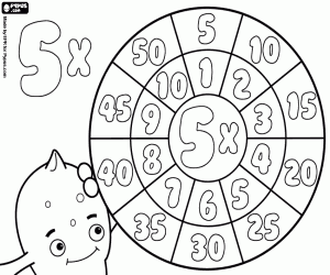 The multiplication wheel by 5 coloring page