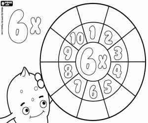 Multiplication wheel x 6 to review coloring page