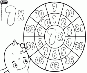 Multiply with the wheel of 7 coloring page