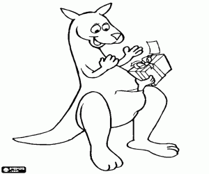 Mum kangaroo and the gift of her son coloring page