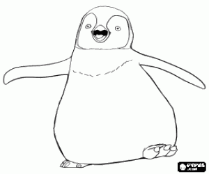 Mumble, the dancer penguin coloring page