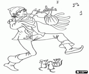 The music of the flute and the rats coloring page