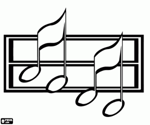The music, the musical notes coloring page